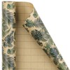 RUSPEPA Kraft Wrapping Paper Roll - Green Leaf Pattern -