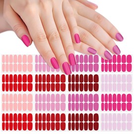 SILPECWEE 16 Sheets Red Pink Nail Wraps for Women Nail Polish Strips Solid Color Self Adhesive Nail Polish Stickers Fingernail Gel Nail Sticker Stick on Nail Art with 1pc Nail File
