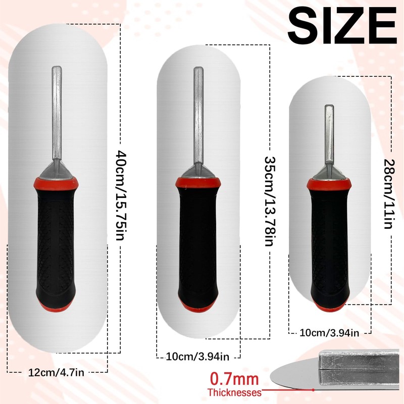 Hubaow 3 Pack Pool Trowels, 0.7mm Thickness Stainless Steel Concrete