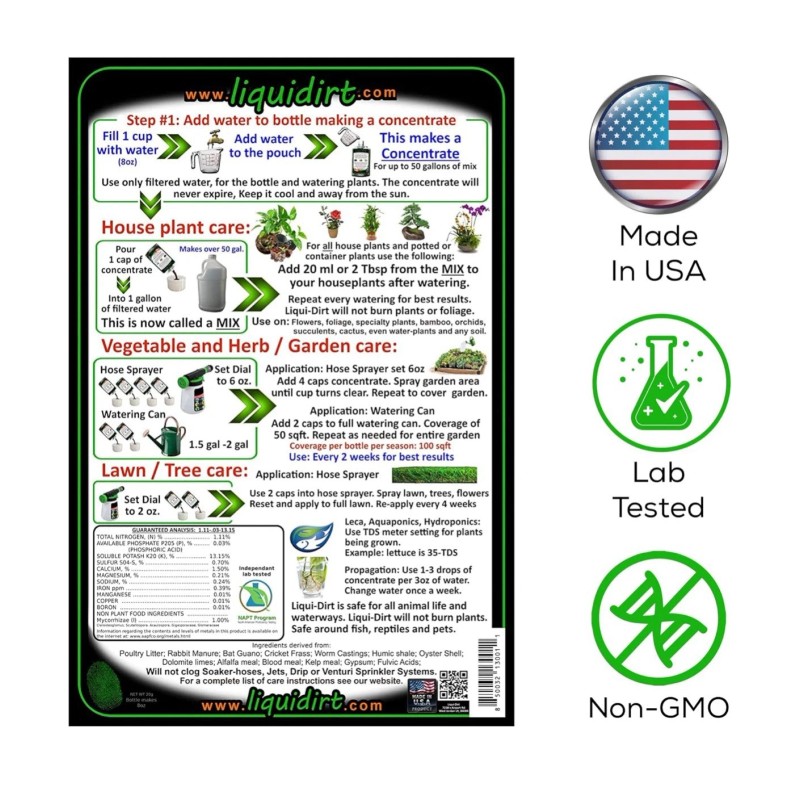 Liqui-Dirt Organic Plant Food Fertilizer All Purpose 50 Gallons Concentrate