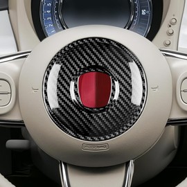 AIRSPEED Fiat 500 / Abarth 595 595C 695 Abarth 2008-2023 Accessories Interior Parts Real Hard Carbon Fiber Car Steering Wheel Emblem Sticker Stylish Custom Dress Up Double Sided Tape Included Garnish