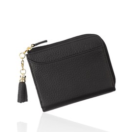 Grav Women's Wallet, Mini Wallet, Half Size (Genuine Leather Fits in Your Hand) (Compact, Yet Large Capacity), L-Shaped Zipper, Skimming, Scratch-Resistant, Grain Leather, Won't Break Bills, Compact