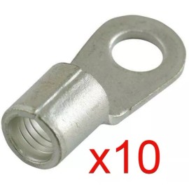 MVP Ten Brazed Seam Ring Terminals 6 AWG 3/8" Stud - Electro Tin Plated Copper