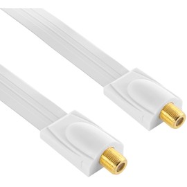 Poppstar 1x 28cm SAT window feedthrough cable (coax cable very flat 0,2mm), 2x F-connector (1x on IEC antenna plug, 1x socket), for windows - doors, contacts gold-plated, white