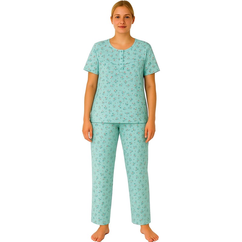 FIANA FASHIONS Women's Round Neck Short Sleeve Pyjamas Set Nightwear