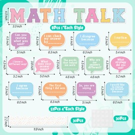 CPicdn 100Pcs Back to School Math Talk Bulletin Board Decorations Set, Math Problem Solving Cutouts Border Trims Name Tags School Classroom Back to School Party Supplies Chalkboard Wall Door Decor