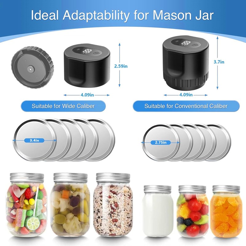 HBN Electric Mason Jar Vacuum Sealer w/ 10 Pack Lids