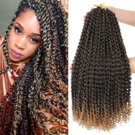 Dansama Passion Twist Hair Water Wave Braiding Hair for Butterfly Style Crochet Braids Bohemian Hair Extensions (22inch (Pack of 7), T1B/27)