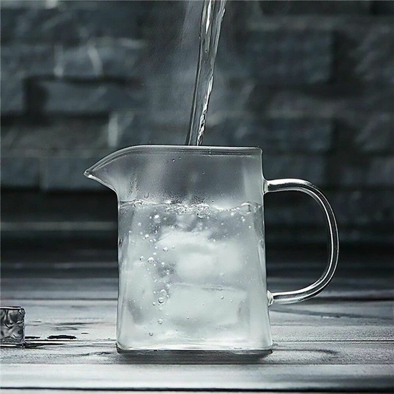 Glass Pitcher with Handle, Milk and Cream Pitcher Cup Jug,
