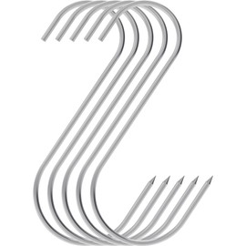 Browin Stainless Steel S-Hooks, Pack of 5, Meat Smoking & Storage Hooks, Traditional, Rustproof, 3mm x 7mm x 14cm, Stahl, 5 Pieces