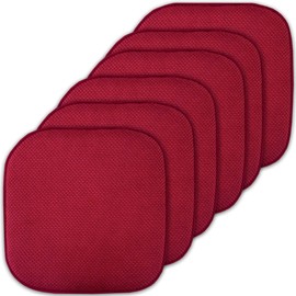 Sweet Home Collection Cushion Memory Foam Chair Pads Honeycomb Nonslip Back Seat Cover 16" x 16" 6 Pack Red