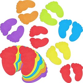 Colorful Feet Carpet Markers Foot-Shaped Floor Markers for Classroom Home, 7 Inches (48 Pieces)