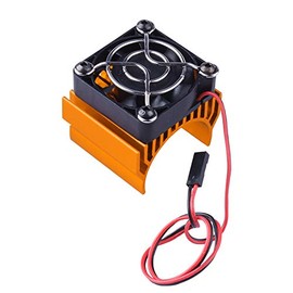 HobbyPark RC Brushless 540 550 3650 Motor Aluminum Heat Sink Cover + 5V Cooling Fan Heatsink for 1/10 RC Car Truck Buggy Crawler (Orange)