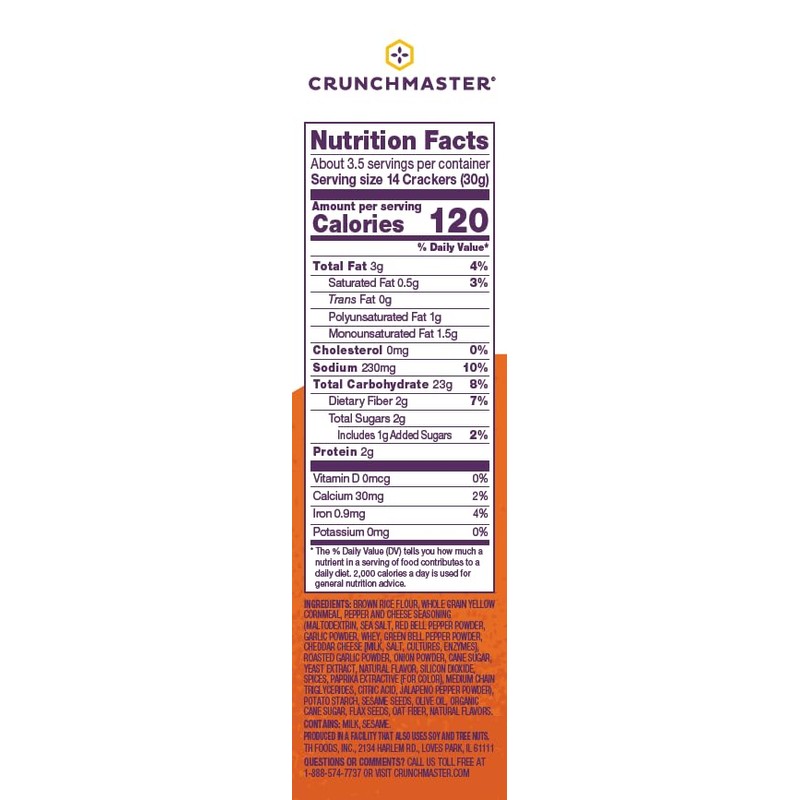 Crunchmaster Gluten-Free Multi-Grain Pimento Cheese Crackers, 3.54 oz. Bag in