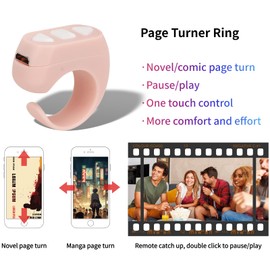 Page Turner mit Fernbedienung, Drahtloser Bluetooth-APP-Page Turning Ring Controller, Remote Scrolling Ring Zum Lesen von Romanen, Aufnehmen von Fotos, Fernsehen (Rosa)