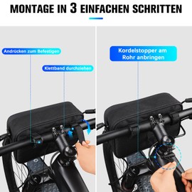 GXCROR Handlebar Bag Bicycle, 2.4 L Bicycle Bag Handlebar for Road Bike, Mountain Bike, E-Bike, Cycling, Travel