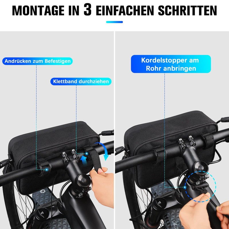 GXCROR Handlebar Bag Bicycle, 2.4 L Bicycle Bag Handlebar for