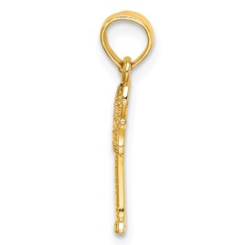 Solid 14k Yellow Gold 2-D Textured Mini Palmetto Palm Tree Charm Pendant - 12mm x 7mm