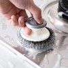 4PCS Stainless Steel Wool Scrubber with Handle, Dish Scrubber Cleaning