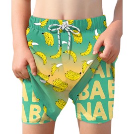 BoysSport Beach Quick DryDrawstring Board ShortsYellow Green BananaSwim Trunks10 Years
