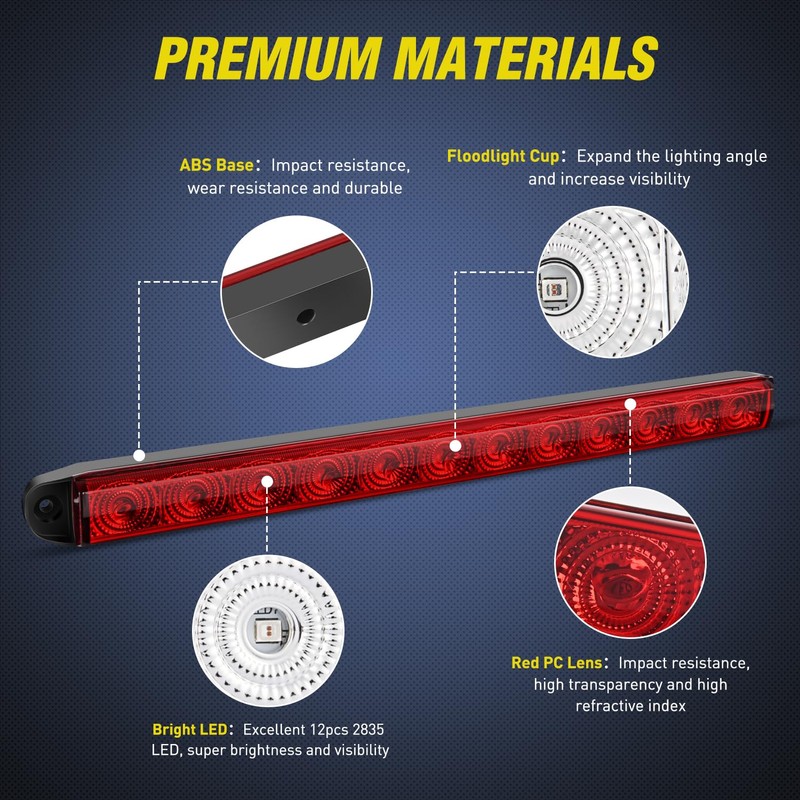 Nilight Trailer Light 16Inch 12 LED Red Running Brake Sequential