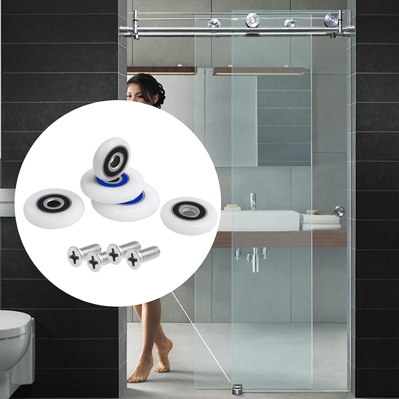 Qikuver Shower Door Roller, 4 Sets Shower Door Rollers Runners