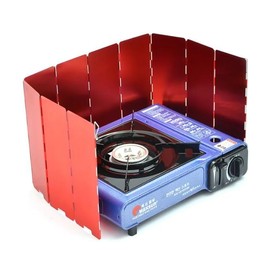 Campy Pro Red Outdoor Stove Windscreen,12 Plates Aluminum Camping Stove Windshield with Storage Box, Lightweight & Durable Butane Burner Windshield for Outdoor Cooking