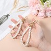 2 Pcs Faux Pearl Keychain Straps Beaded Keyring Lanyard White