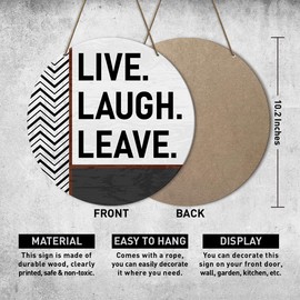 Funny Welcome Decor Sign, Go Away Door Sign, Welcome Sign for Home Front Door Porch, Welcome Home Decor For Outside, Housewarming Hanging Decorations, Live Laught Leave