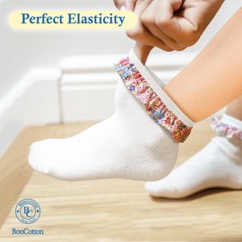 Girls Ruffle Ankle Socks – Soft Cotton Dress Crew, White & Pink – Baby & Toddler Summer Style 4 Pairs (US, Age, 6 Years, 8 Years, Multicolor)