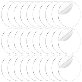 40PCS Acrylic Blanks,Acrylic Ornaments Blanks Bulk Clear Circles Disc Ornaments Blank with Hole for Vinyl DIY Keychain and Craft (2.5 in)