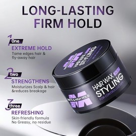 BOLI Cera Para Peinar El Cabello Para Hombres, Gel De Fijación Fuerte Durante Todo El Día, Texturizante Y Acabado Mate, Pomada Para Peinar Cabello Med