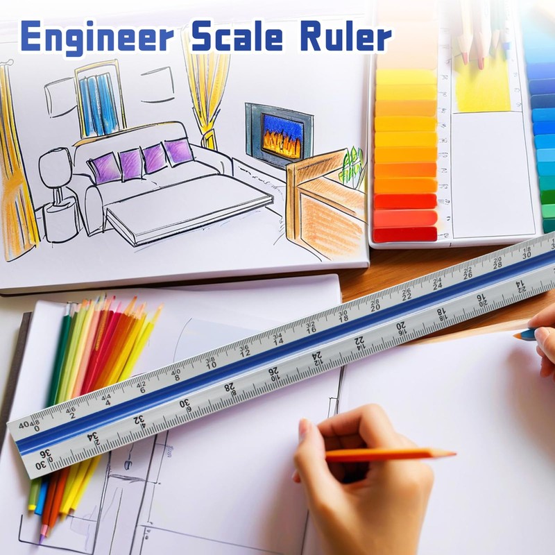 Biaungdo 3 Pack Architectural and Engineer Scale Ruler Set, 12