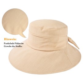 Comhats Women Wide Brim Sun Hat UPF 50 UV Sun Protection Foldable Summer Beach Hat Cotton/Linen, 69045#Khaki, M