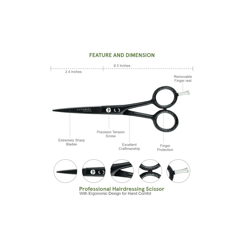 Professional Hair Scissors 6 Inch Salon Barber Shears Ergonomic