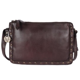 Genuine Italian Leather Boho Studded Crossbody Shoulder Bag - Stylish, Durable, & Perfect for Everyday Use for women, Brown, Medium