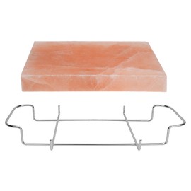 DOBADN Himalayan Salt Block Cooking Plate with Metal Support, Food Grade Rock Salt Slab Stone 12" X 8" X 1.5" for Grilling, Cooking, Cutting and Serving, Gifts for Men, Women, Chefs & Cooks