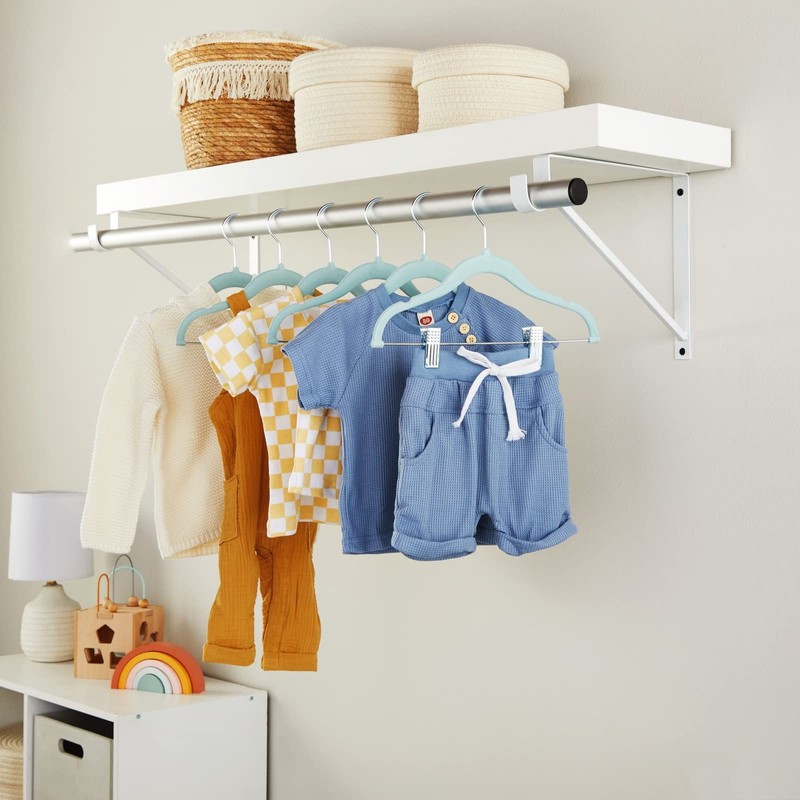 Juvale 24-Pack Light Blue Velvet Hangers for Baby & Kids