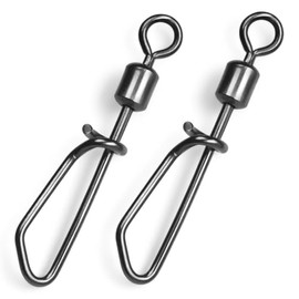 FISHIN ADDICT Snap Link Fishing Swivels, Barrel Interlock Clip Black Nickel 10 units (#12)