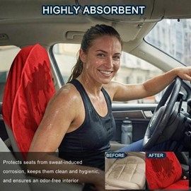 CORTHENA Car Seat Towel Cover, Universal Front Seat Protector for Cars, SUVs and Trucks, Sweat Towel Car Seat Cover for Gym, Yoga, Swimming, Pets and Family Travel, Haute Red, 2 Pack