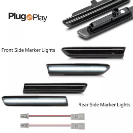 GTINTHEBOX 4X White LED Smoke Front Rear Side Marker Light For 07-08 Acura TL *Type S Only*