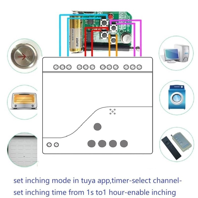 Tuya WiFi Smart 4 Channel 7-32V Relay Switch Module,Dry Contact,Passive