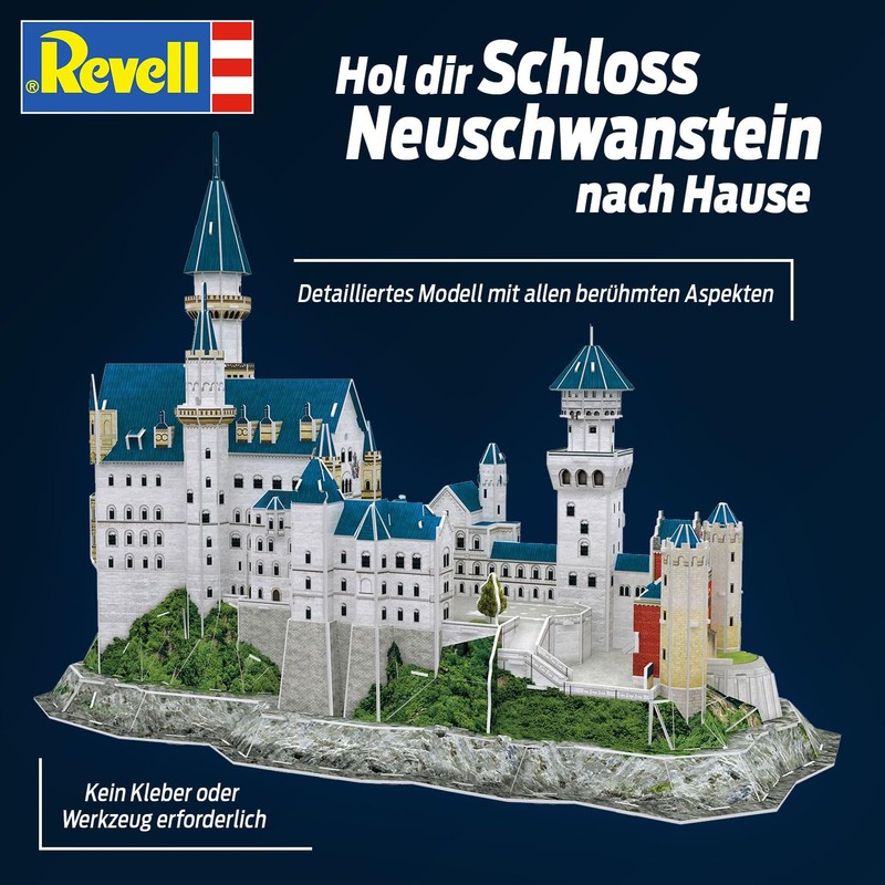 Revell 3D Puzzle 00205 Neuschwanstein Castle 121 Pieces, Highly Detailed,