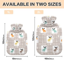 ZZXXB Moose Plaid Hot Cold Water Bottle with Fleece Cover PVC Hot Water Bag 1 Liter