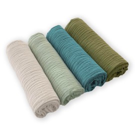 SwaddleDesigns Cotton Muslin Swaddle Blankets for Baby Boy & Baby Girl, Set of 4, Neutral Receiving Blankets for Newborn, Baby Registry & Gift, 46x46 inches, Oceana