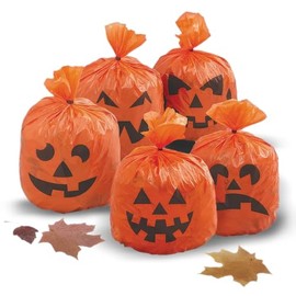Unique Hanging Pumpkin Leaf Bags 6"x8" Outdoor Prop, Orange, 20 CT