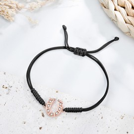 JENDEAR SHINE Rope Bracelet for Women Girls, Hand Braided Chain with Cubic Zirconia Charm, Mother's Day, Birthday, Graduation, Friendship Jewellery, Gift, Copper