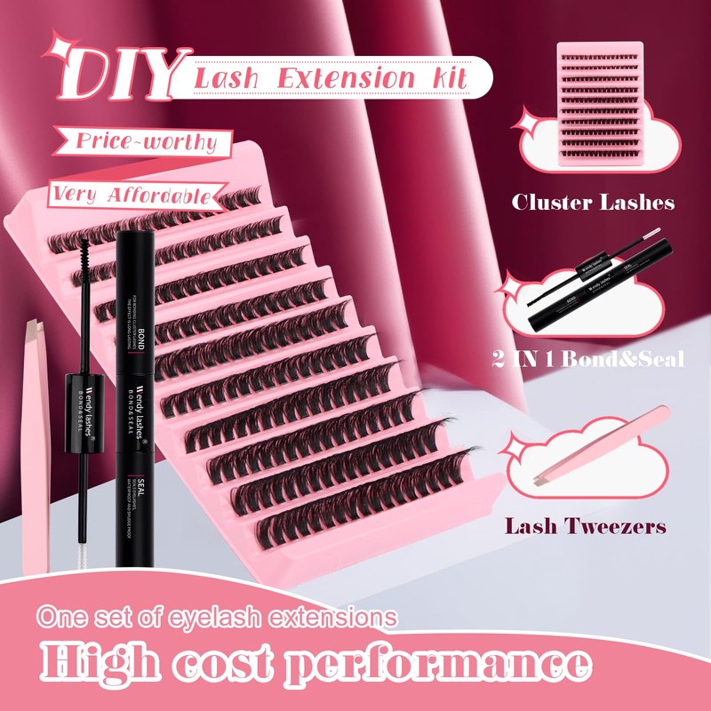 Eyelash Extensions Set, 80D Natural DIY Eyelashes, 8-16 mm, D