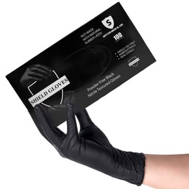SHIELD Black Nitrile Heavy Duty Textured Gloves, 5 Mil, Powder-Free, Non-Sterile, 100/box (Medium)