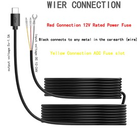 KOLVT Smart Acc Hardwire Kit for Dash Cam Enables Parking Mode Monitor, Converts 12V-24V to 5V/2A Low Voltage Protection.Type-C Port